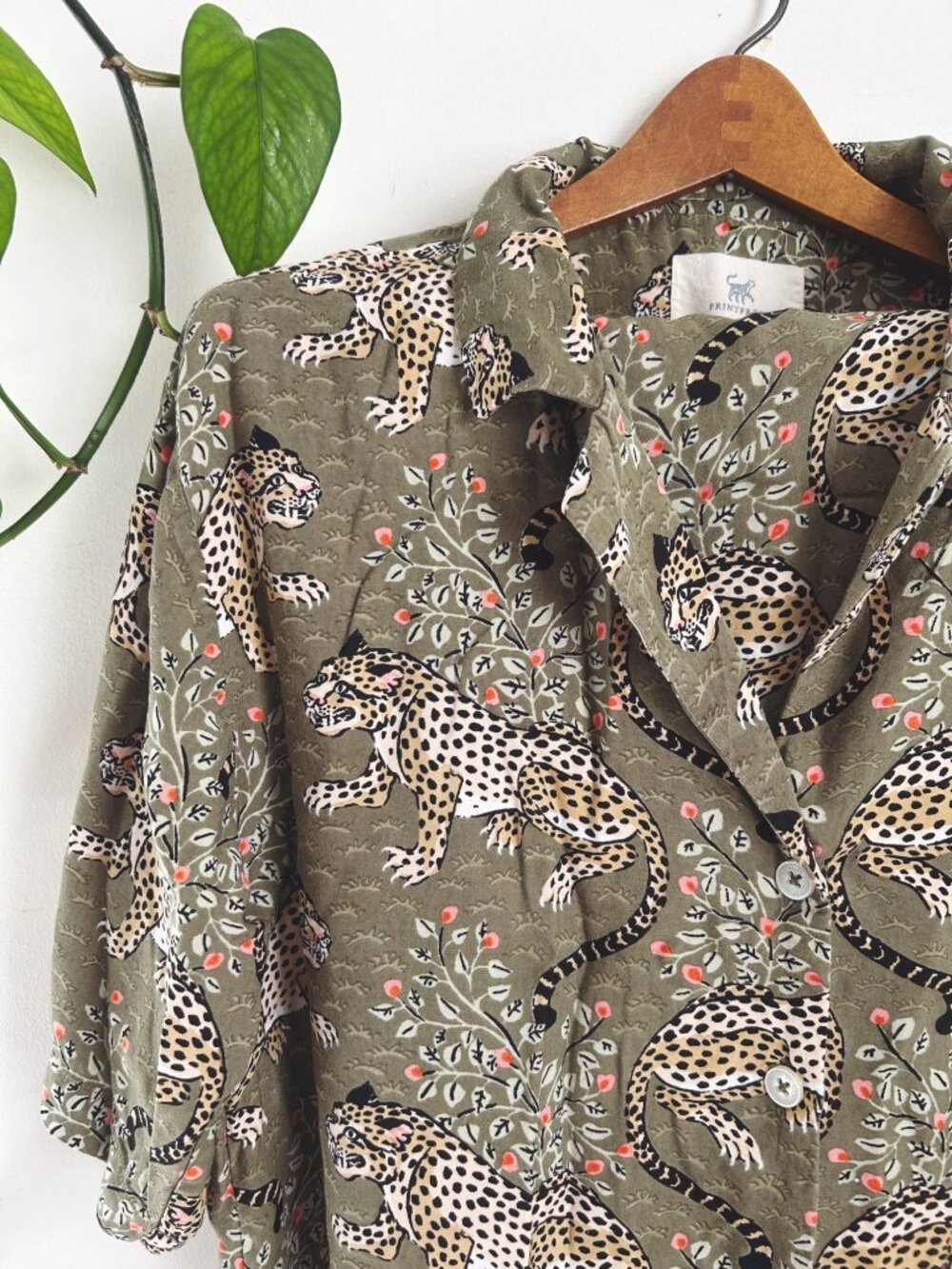 Printfresh Bagheera Leopard Print Pajama Set Green Small Organic Cotton Blend S - Picture 3 of 16